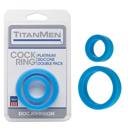 Titanmen Cock Ring Platinum Silicone Double Pack Blue - Men's Toys - www.Coyha.com