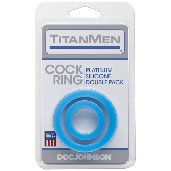 Titanmen Cock Ring Platinum Silicone Double Pack Blue - Men's Toys - www.Coyha.com