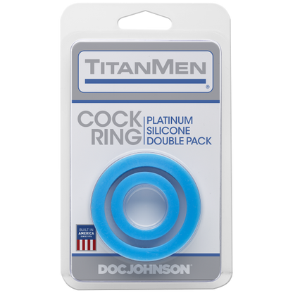 Titanmen Cock Ring Platinum Silicone Double Pack Blue - Men's Toys - www.Coyha.com