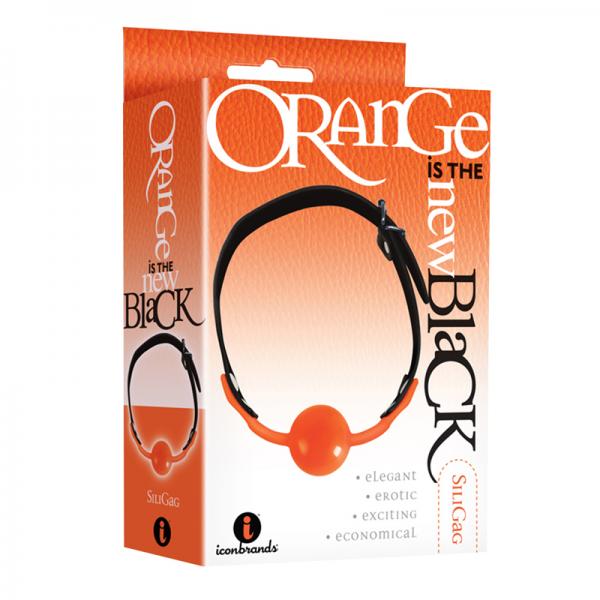 The 9's, Orange Is The New Black, Siligag Silicone Bag Gag, Orange With Black Faux Leather Straps - Bondage - www.Coyha.com