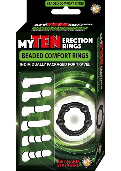 My Ten Erection Rings Beaded Comfort Rings Black - Men's Toys - www.Coyha.com