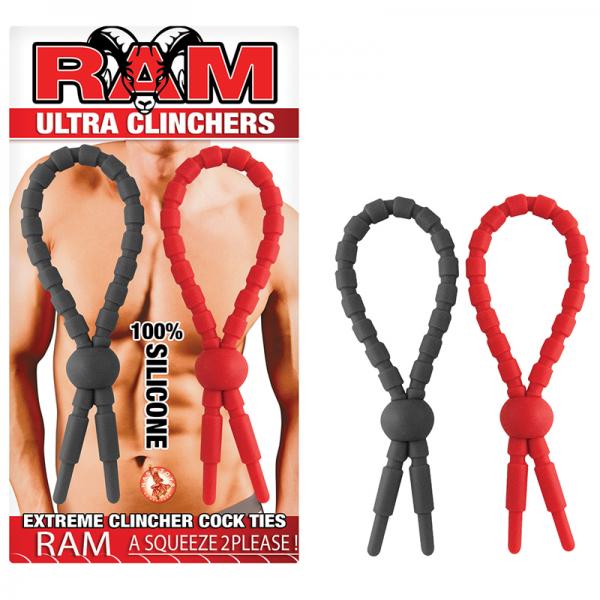 Ram Ultra Clinchers Cock Ties 2 Pack Red, Black - Men's Toys - www.Coyha.com