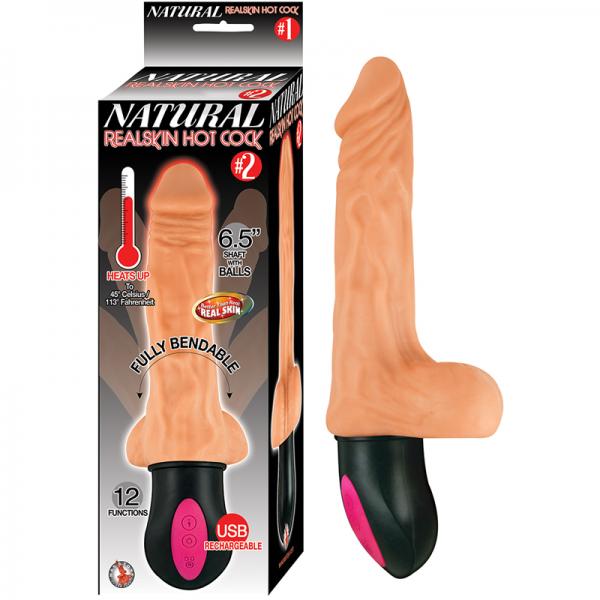 Natural Realskin Hot Cock #2 6.5 inches Beige Vibrators - www.Coyha.com