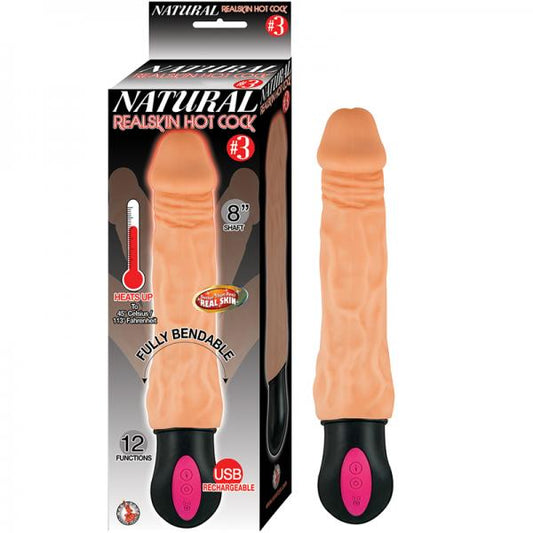 Natural Realskin Hot Cock #3 8 inches Beige Vibrators - www.Coyha.com