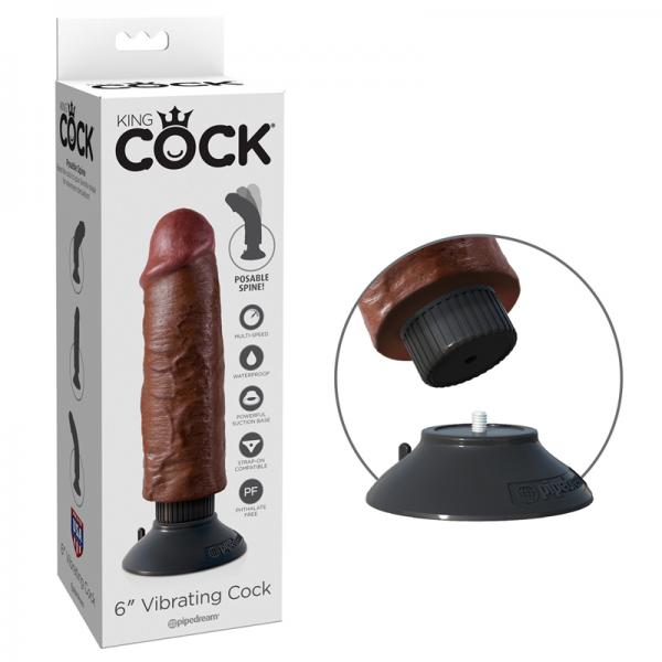 King Cock 6in Vibrating Cock Brown - Vibrators - www.Coyha.com