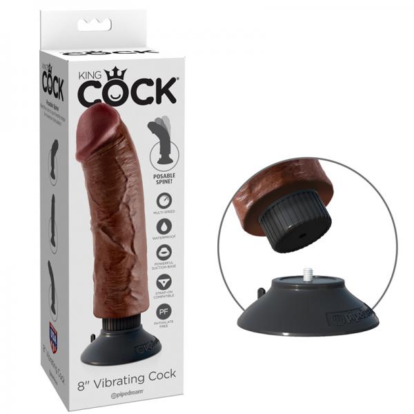 King Cock 8in Vibrating Cock Brown - Vibrators - www.Coyha.com