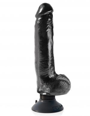 King Cock 9 inches Vibrating Dildo with Balls Black - Vibrators - www.Coyha.com