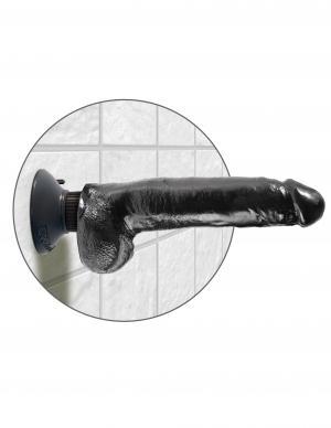 King Cock 9 inches Vibrating Dildo with Balls Black - Vibrators - www.Coyha.com