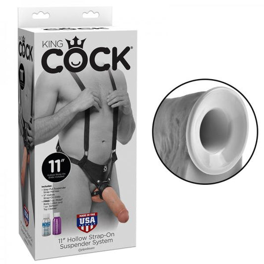 King Cock 11 In. Hollow Strap On Suspender System Flesh - Men's Toys - www.Coyha.com