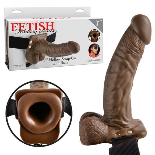 Fetish Fantasy 7 inches Hollow Strap On With Balls Brown - Dildos - www.Coyha.com