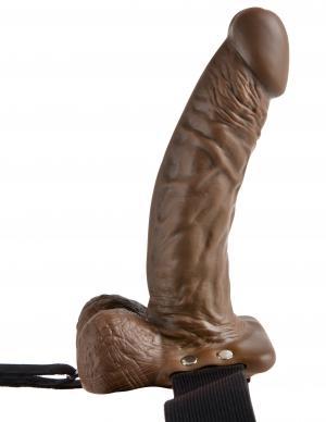 Fetish Fantasy 7 inches Hollow Strap On With Balls Brown - Dildos - www.Coyha.com