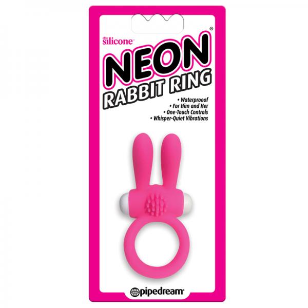 Neon Rabbit Ring Vibrator Pink - Men's Toys - www.Coyha.com