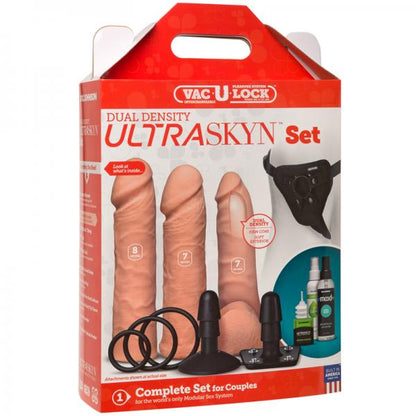 Vac-U-Lock Dual Density Ultraskyn Set - Beige - Dildos - www.Coyha.com