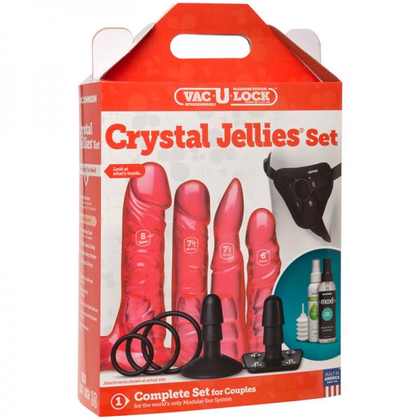 Vac-U-Lock Crystal Jellies Set - Pink - Dildos - www.Coyha.com