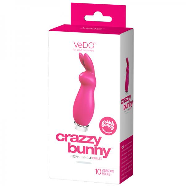 Vedo Crazzy Bunny Rechargeable Mini Vibe - Pretty In Pink - Vibrators - www.Coyha.com