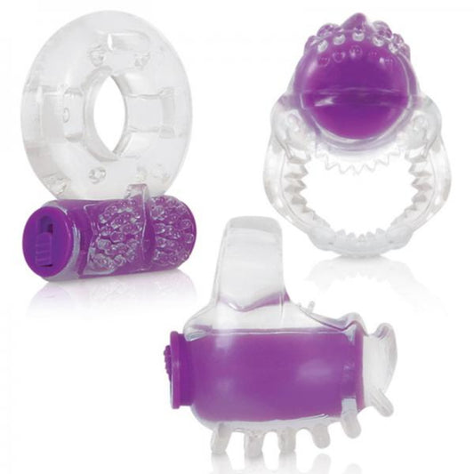 Ring True Unique Pleasure Rings Kit Clear Purple 3 Pack - Men's Toys - www.Coyha.com