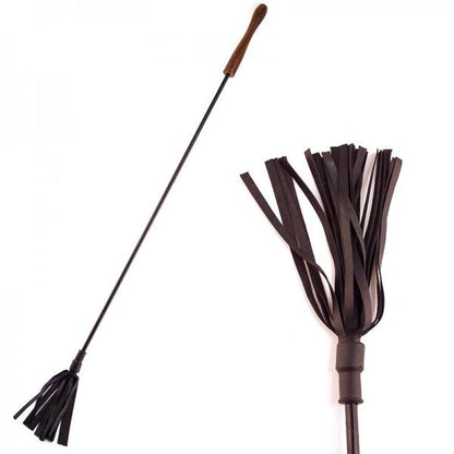 Rouge Leather Wooden Handle Riding Crop Black - Bondage - www.Coyha.com