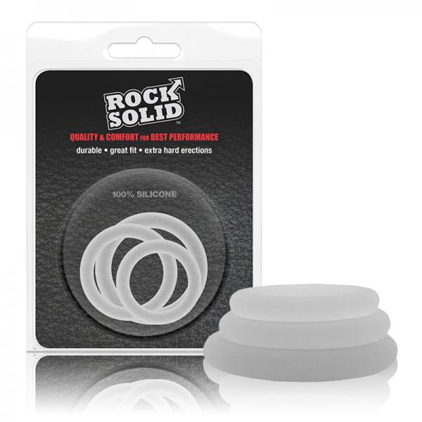 Rock Solid Gasket Translucent Silicone 3pc Set (.75in,1in,1.25in) - Men's Toys - www.Coyha.com