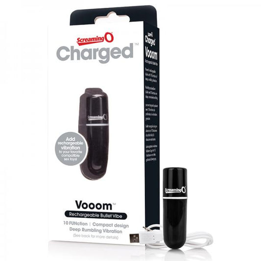 Screaming O Charged Vooom Rechargeable Bullet Vibe - Black - Vibrators - www.Coyha.com