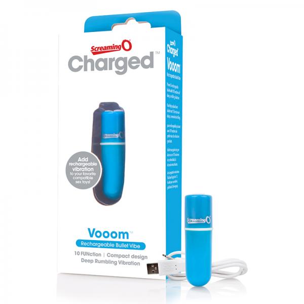 Screaming O Charged Vooom Rechargeable Bullet Vibe - Blue - Vibrators - www.Coyha.com