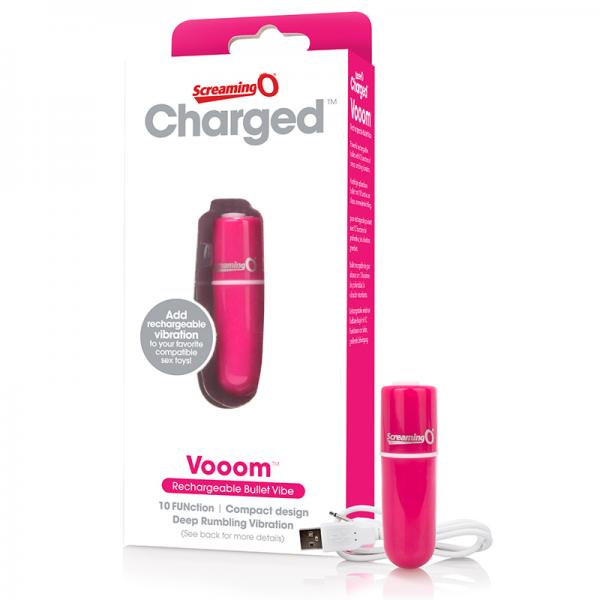 Screaming O Charged Vooom Rechargeable Bullet Vibe - Pink - Vibrators - www.Coyha.com