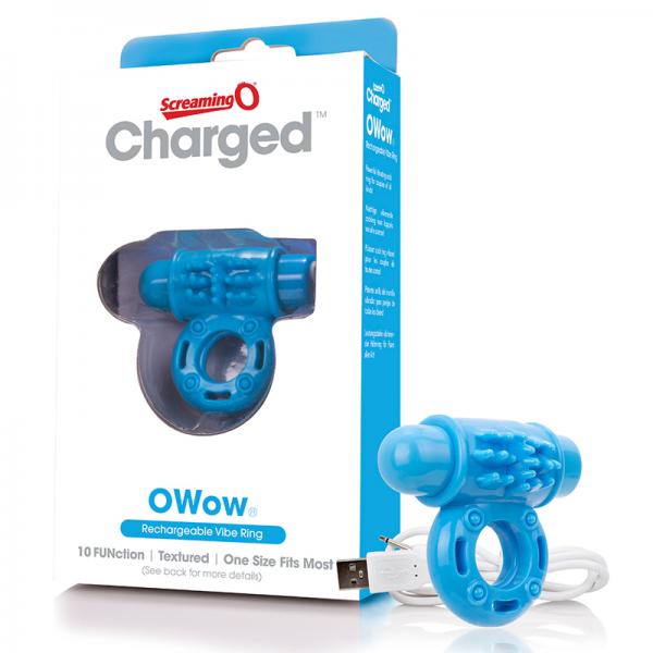 Screaming O Charged Owow Vooom Vibrating Cock Ring - Blue - Men's Toys - www.Coyha.com