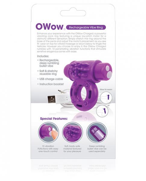 Screaming O Charged Owow Vooom Vibrating Cock Ring Purple - Men's Toys - www.Coyha.com