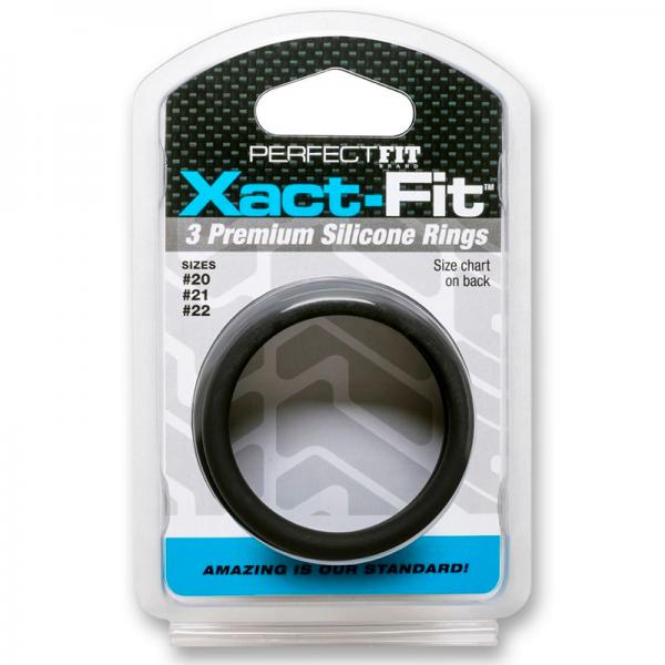 Perfect Fit Xact-fit Silicone Rings L-xl (#20, #21, #22) Black Men's Toys - www.Coyha.com