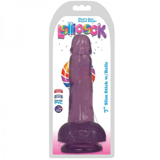 Lollicock Slim Stick W/balls 7in Grape Ice - Dildos - www.Coyha.com