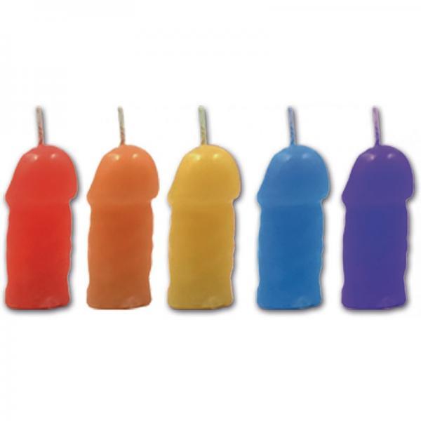 Rainbow Pecker Party Candles 5 Pack Assorted Colors - Extras - www.Coyha.com