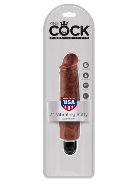 King Cock 7 inches Vibrating Stiffy Brown - Vibrators - www.Coyha.com