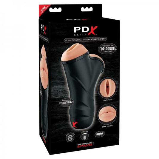 Pdx Elite Double Penetration Vibrating Stroker - Men's Toys - www.Coyha.com