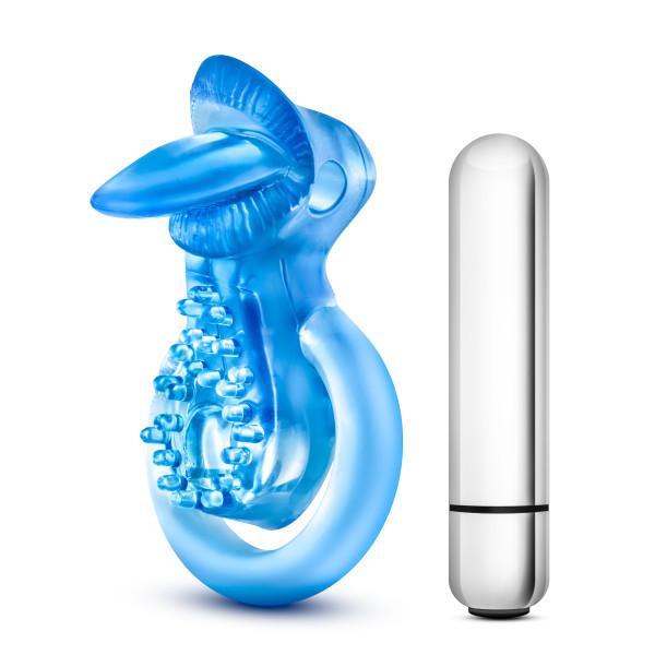 Stay Hard 10 Function Vibrating Tongue Ring Blue - Men's Toys - www.Coyha.com