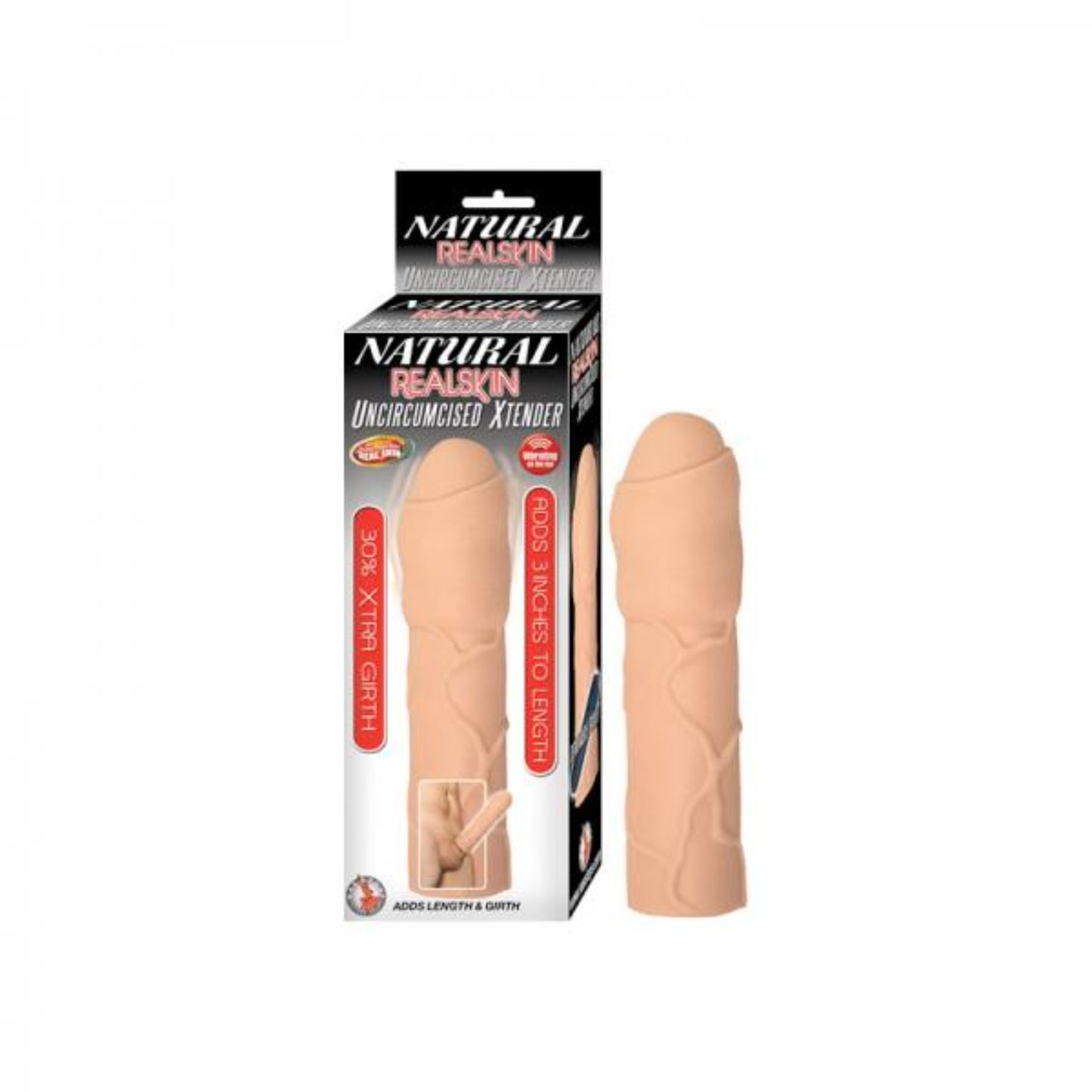 Natural Realskin Uncircumcised Xtender Vibrating Beige - Men's Toys - www.Coyha.com