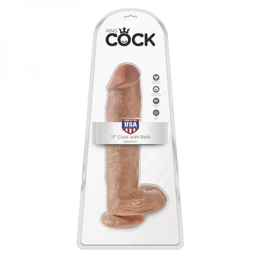 King Cock 11in Cock - Tan - Dildos - www.Coyha.com