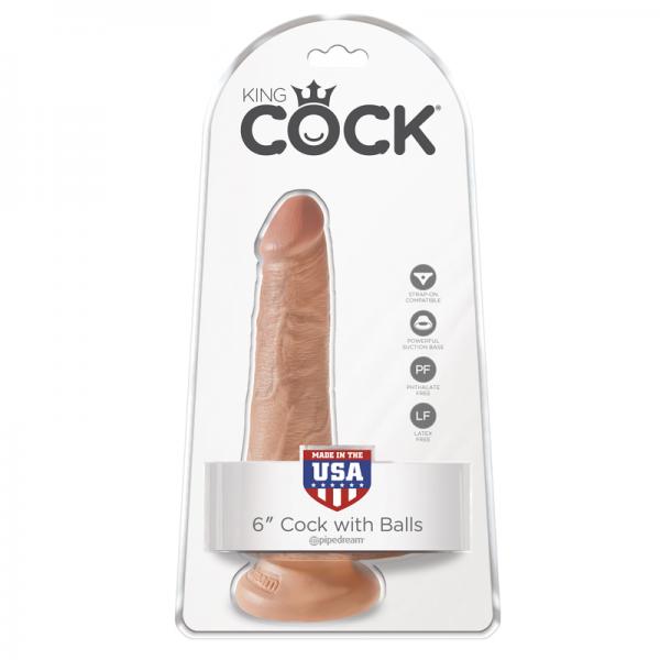 King Cock 6in Cock With Balls - Tan - Dildos - www.Coyha.com