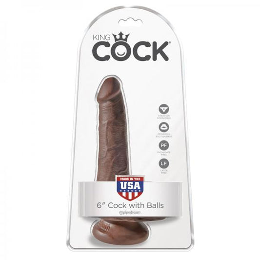 King Cock 6in Cock With Balls - Brown - Dildos - www.Coyha.com