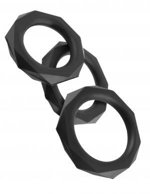 C-ringz Black Designer Stamina Cock Ring Set - Men's Toys - www.Coyha.com