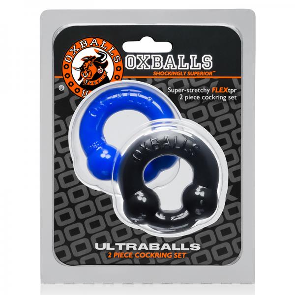 Oxballs Ultraballs, 2-pack Cockring, Black & Police Blue - Men's Toys - www.Coyha.com