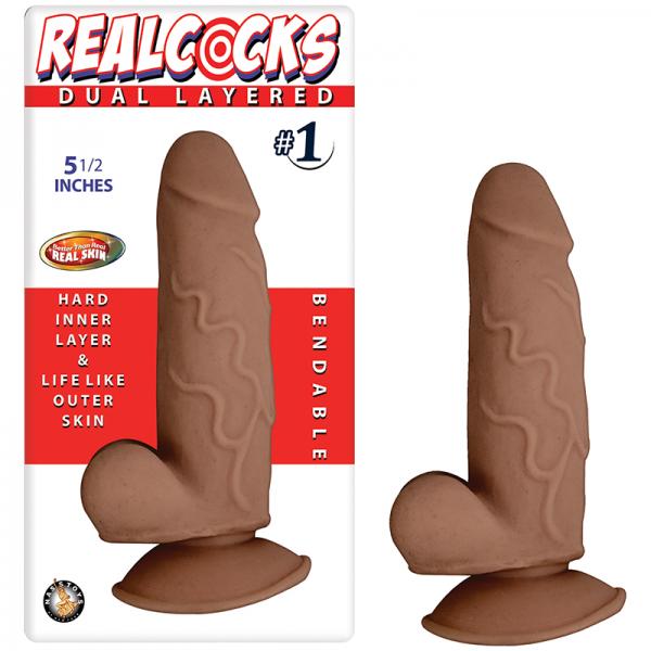 Real Cocks Dual Layered #1 Brown 5.5 inches Dildo Dildos - www.Coyha.com