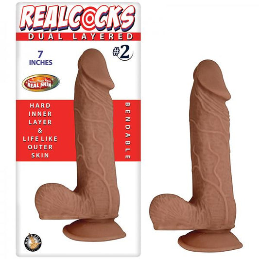 Real Cocks Dual Layered #2 Brown 7 inches Dildo Dildos - www.Coyha.com