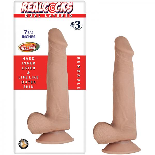 Real Cocks Dual Layered #3 Beige 7.5 inches Dildo Dildos - www.Coyha.com