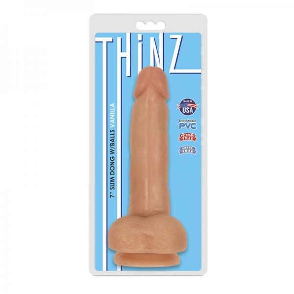 Thinz 7 inches Slim Dong with Balls Vanilla Beige - Dildos - www.Coyha.com