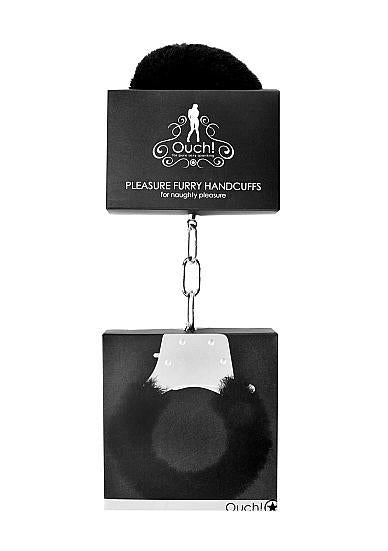 Ouch Pleasure Handcuffs Furry Black - Bondage - www.Coyha.com