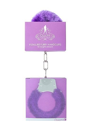 Ouch Pleasure Handcuffs Furry Cuffs Purple - Bondage - www.Coyha.com