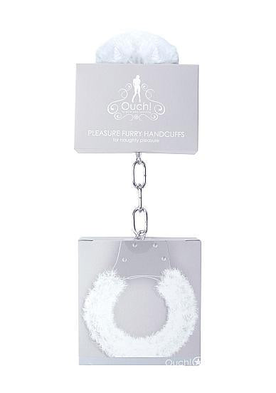 Ouch Pleasure Handcuffs Furry Cuffs White - Bondage - www.Coyha.com