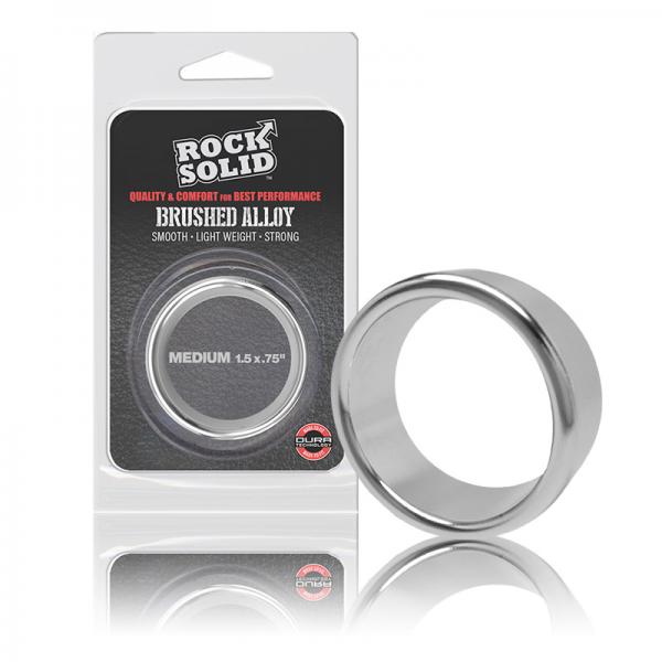 Rock Solid Brushed Alloy Medium (1.5in X .75in) Silver - Men's Toys - www.Coyha.com