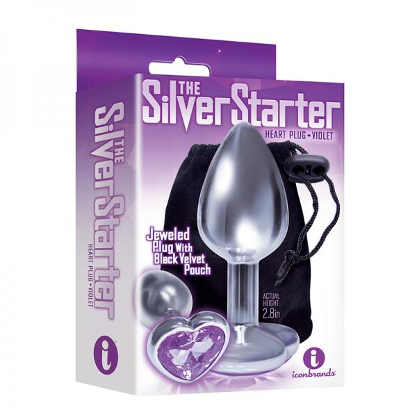 The 9's, The Silver Starter, Bejeweled Heart Stainless Steel Plug, Violet - Anal Toys - www.Coyha.com