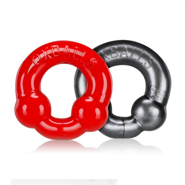 Oxballs 2-pack Cockring, Steel & Red - Bondage - www.Coyha.com