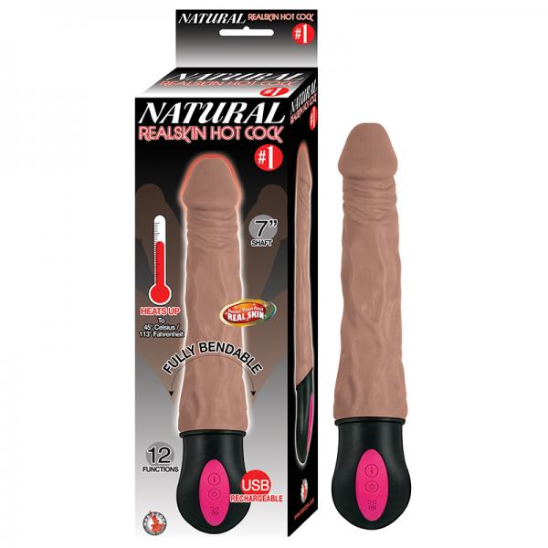 Natural Realskin Hot Cock #1 Fully Bendable 12 Function Usb Cord Included Waterproof Brown Vibrators - www.Coyha.com